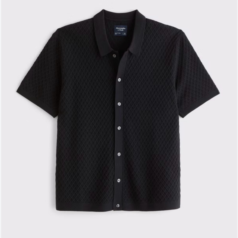 Abercrombie & Fitch Men’s Diamond Stitch Button-Through Sweater Polo Knit Small